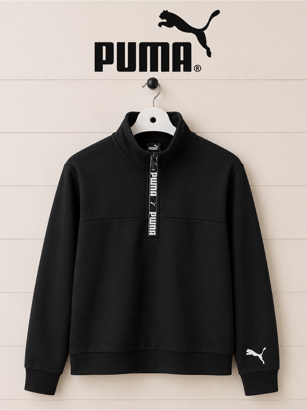 PUMA – Black Quarter-Zip Sweatshirt size M